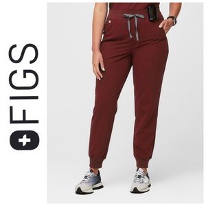 Figs High Waisted Zamora Jogger Scrub Pants Burgundy L